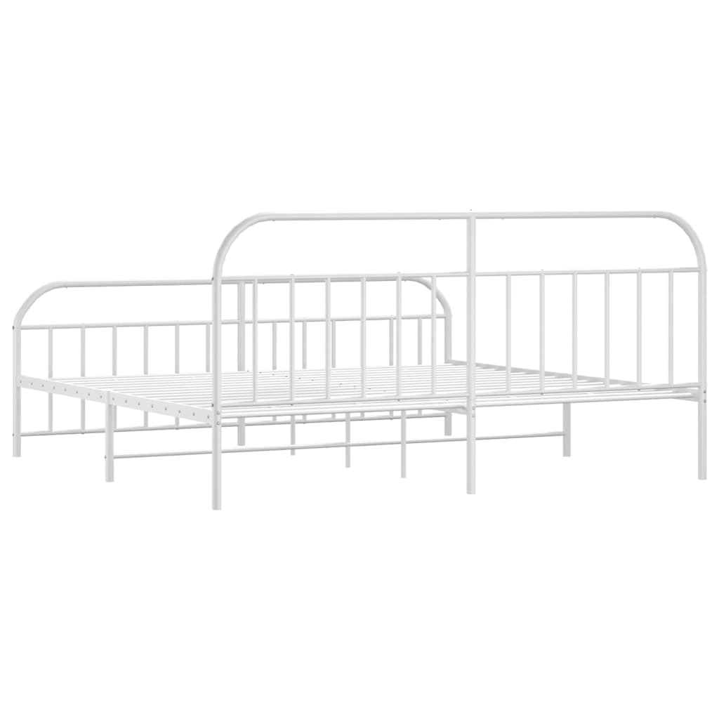 White metal twin bed frame with slatted support