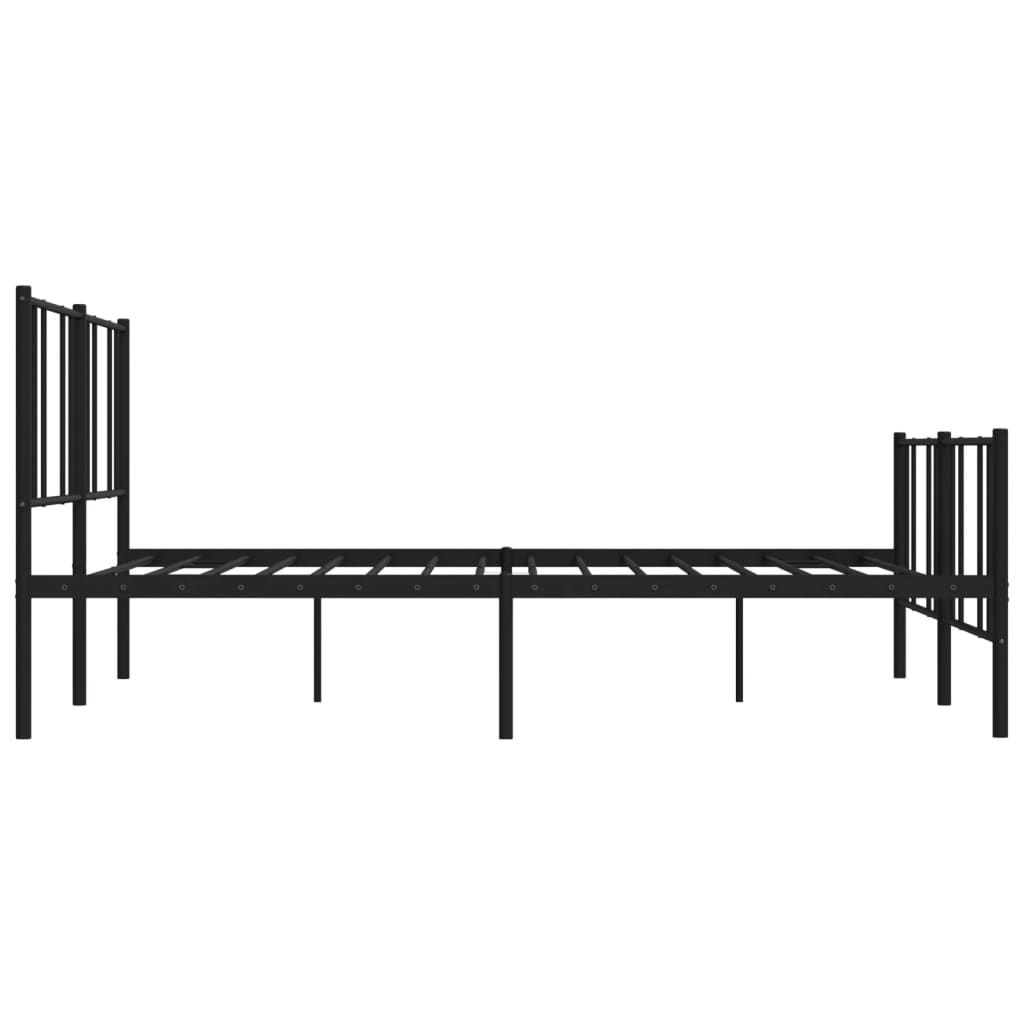 Black metal bunk bed frame with vertical slats and a minimalist design