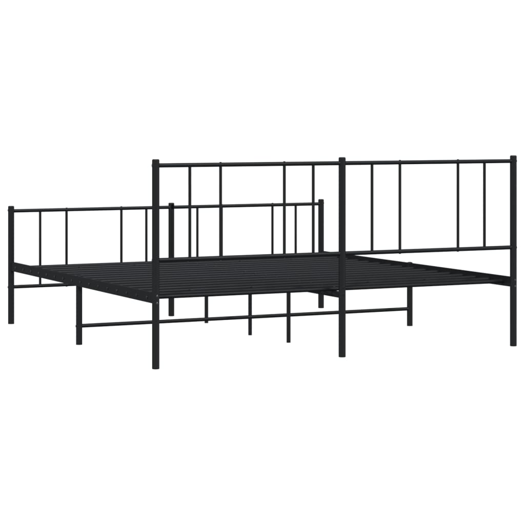 Black metal twin bed frame with minimalist headboard and footboard