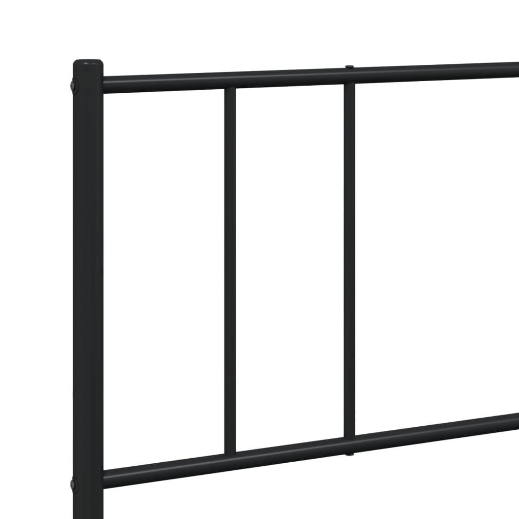 Modern black metal bed frame with slatted base