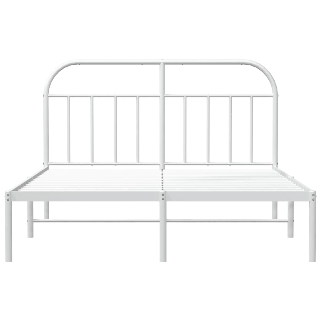 White metal twin bed frame with a curved headboard and included mattress