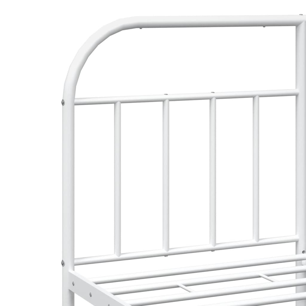 White metal bed frame with arched headboard