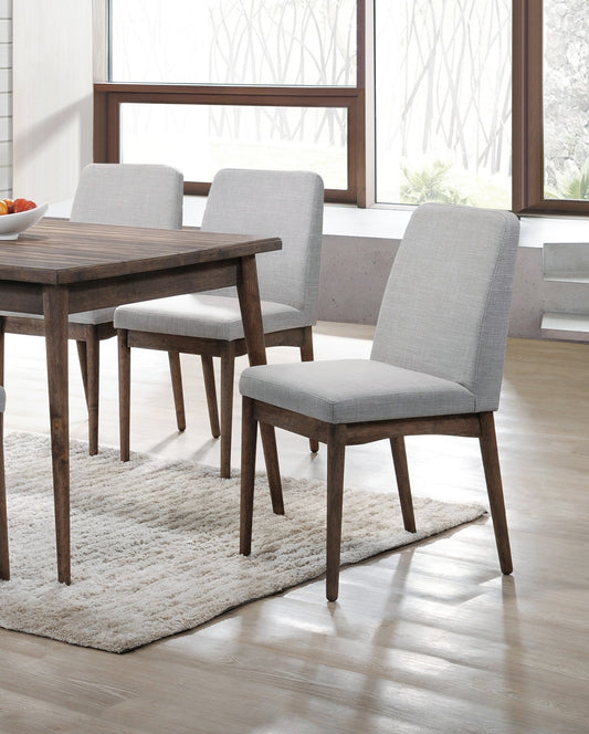 TREATLIFE HOME Mid-Century Style Dining Chairs Set of 2, Solid Wood Fabric Upholstered Cushion for Comfort, Natural Brown