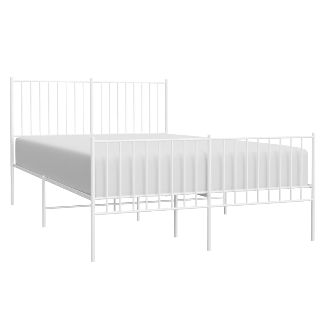 White metal twin bed frame with spindle headboard and footboard