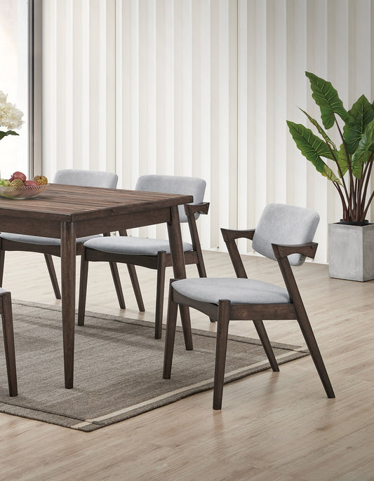 TREATLIFE HOME Set of 2 Mid-Century Modern Dining Chairs with Upholstered Cushion in Walnut Finish