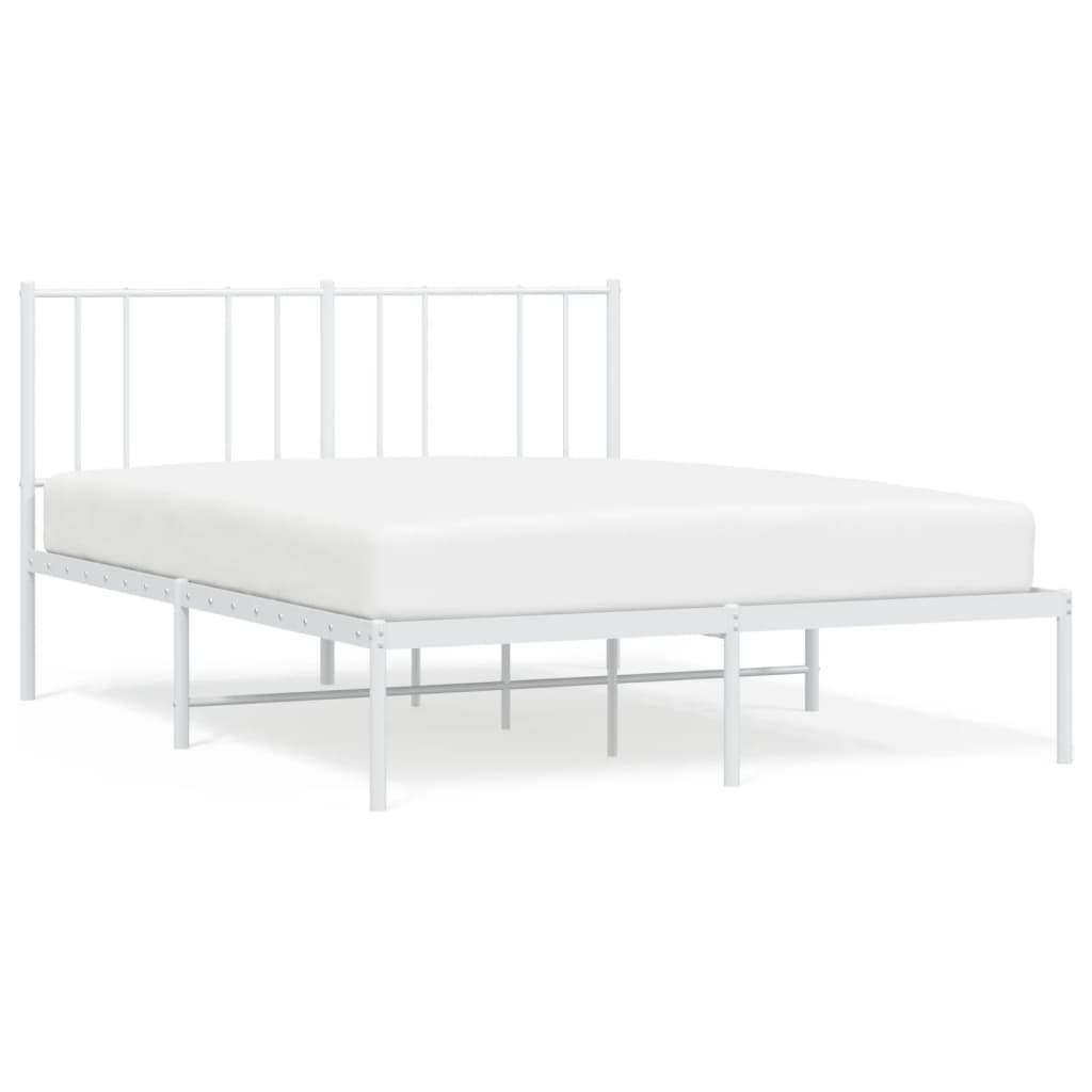 Metal bed frame with modern slatted headboard  cm width