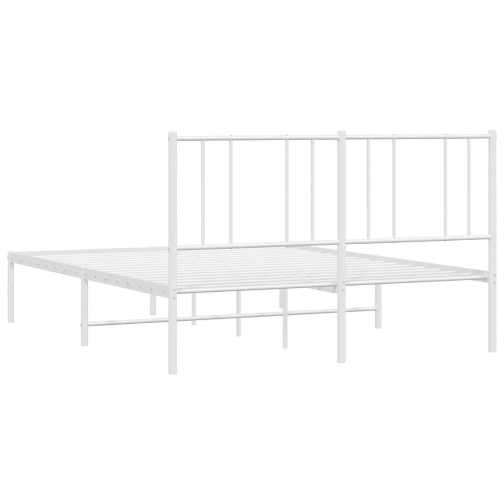 Modern white metal bed frame with minimalist design