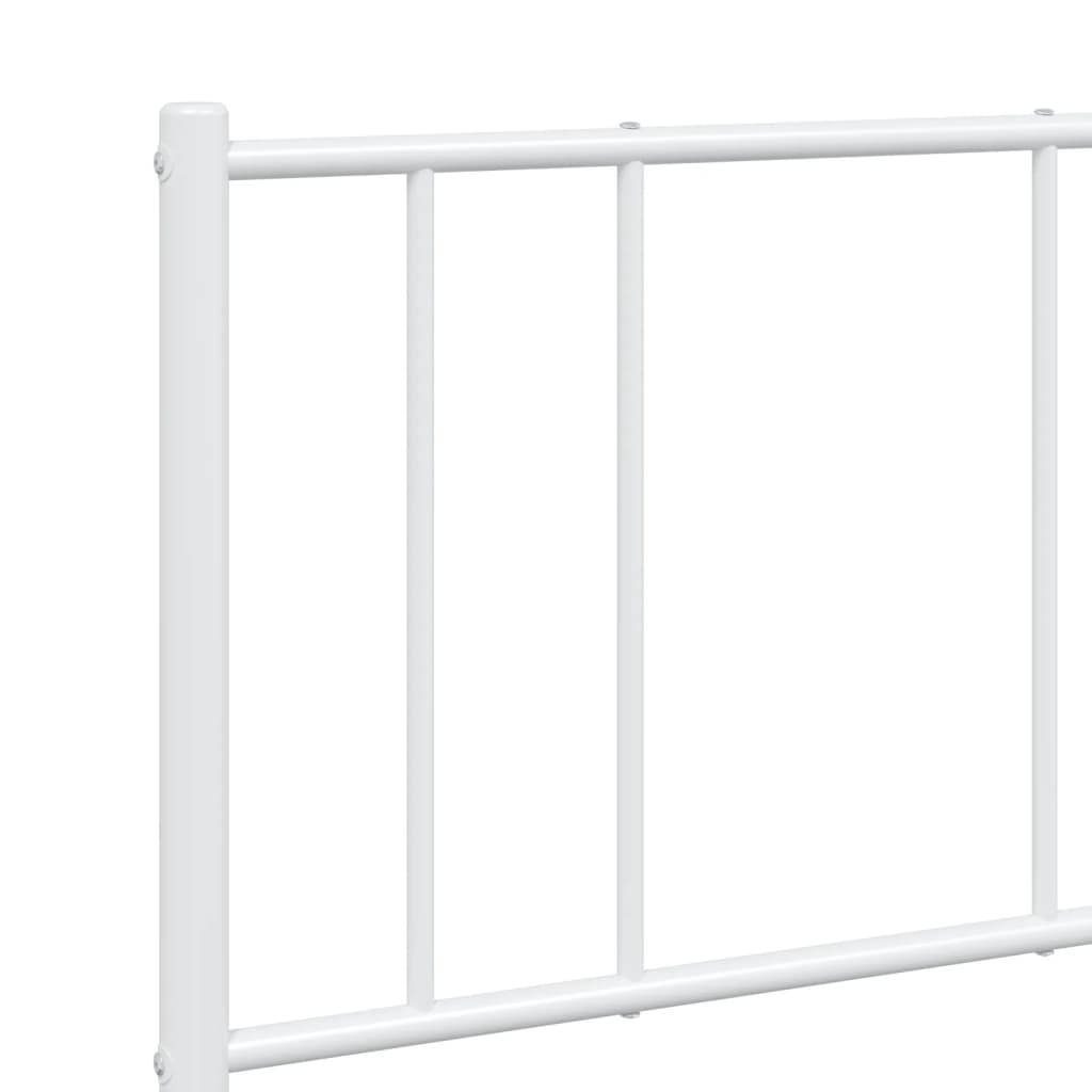 White metal bed frame with a simple headboard