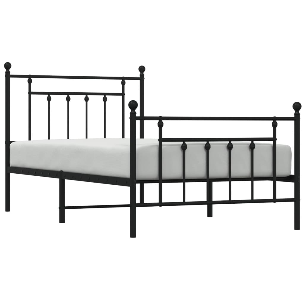 Dark bronze metal full bed frame with ornate finials