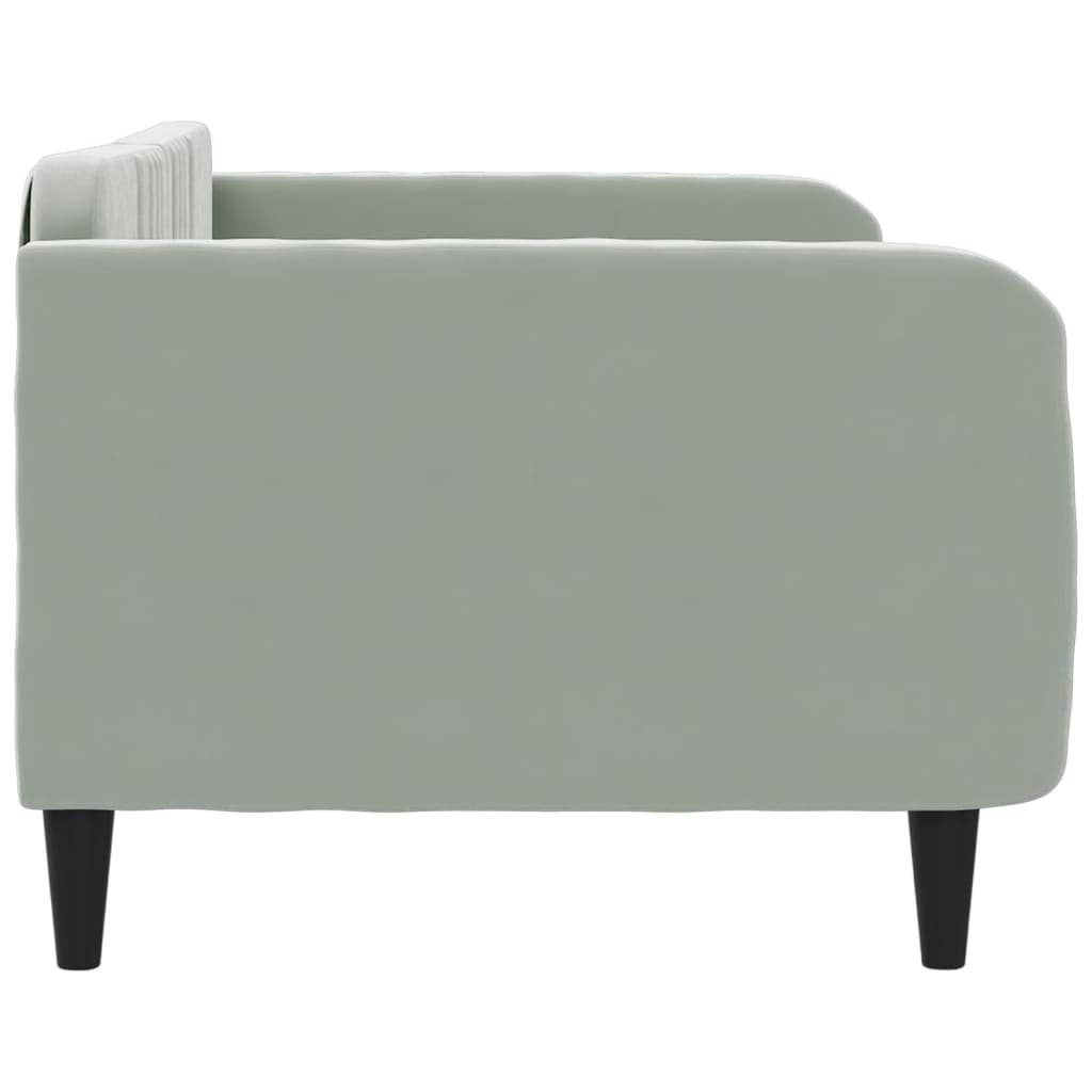 Light gray velvet sofa bed with channel tufted back
