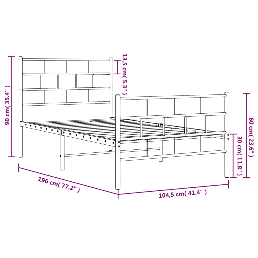 Modern black metal bed frame with industrial design