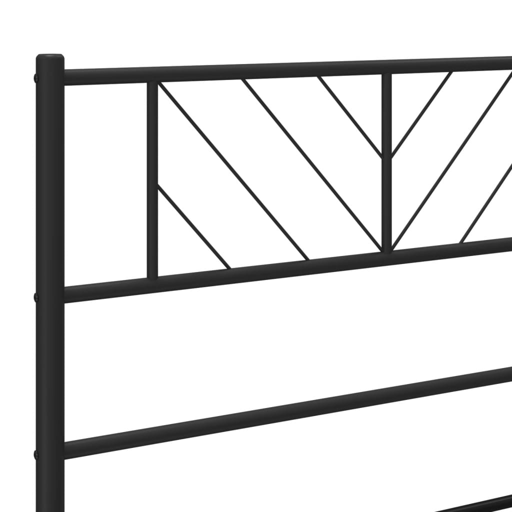 Black metal bed frame with a minimalist headboard design