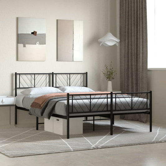 Dark grey metal bed frame with geometric headboard detail queen size