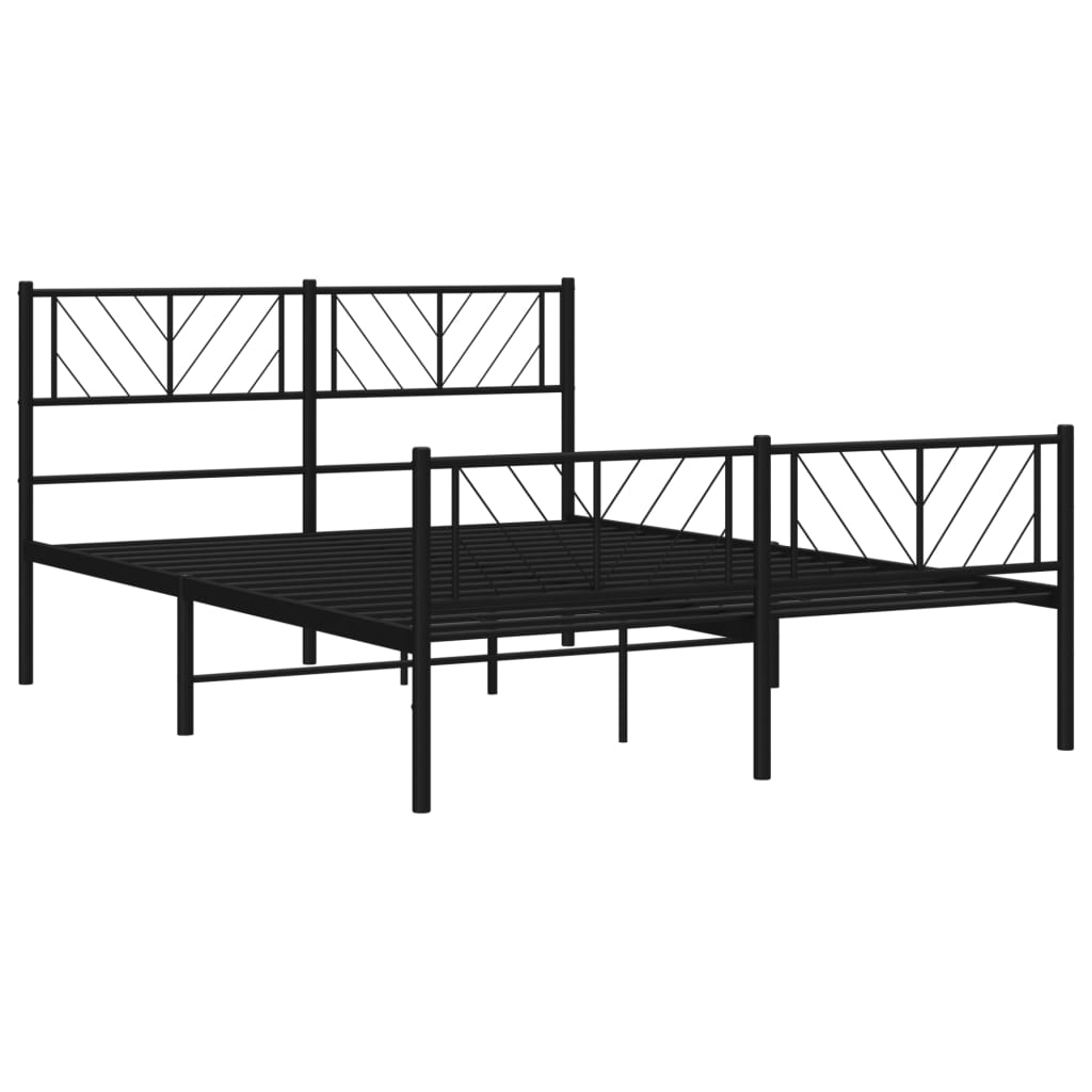 Modern dark gray metal platform bed frame with geometric headboard