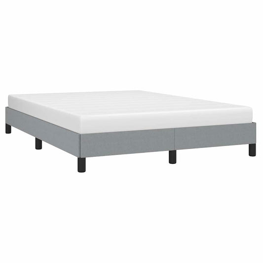 Gray upholstered twin bed frame with modern minimalist design