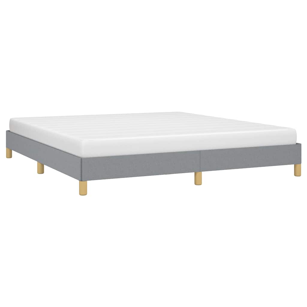 Modern grey upholstered bed frame with wooden legs