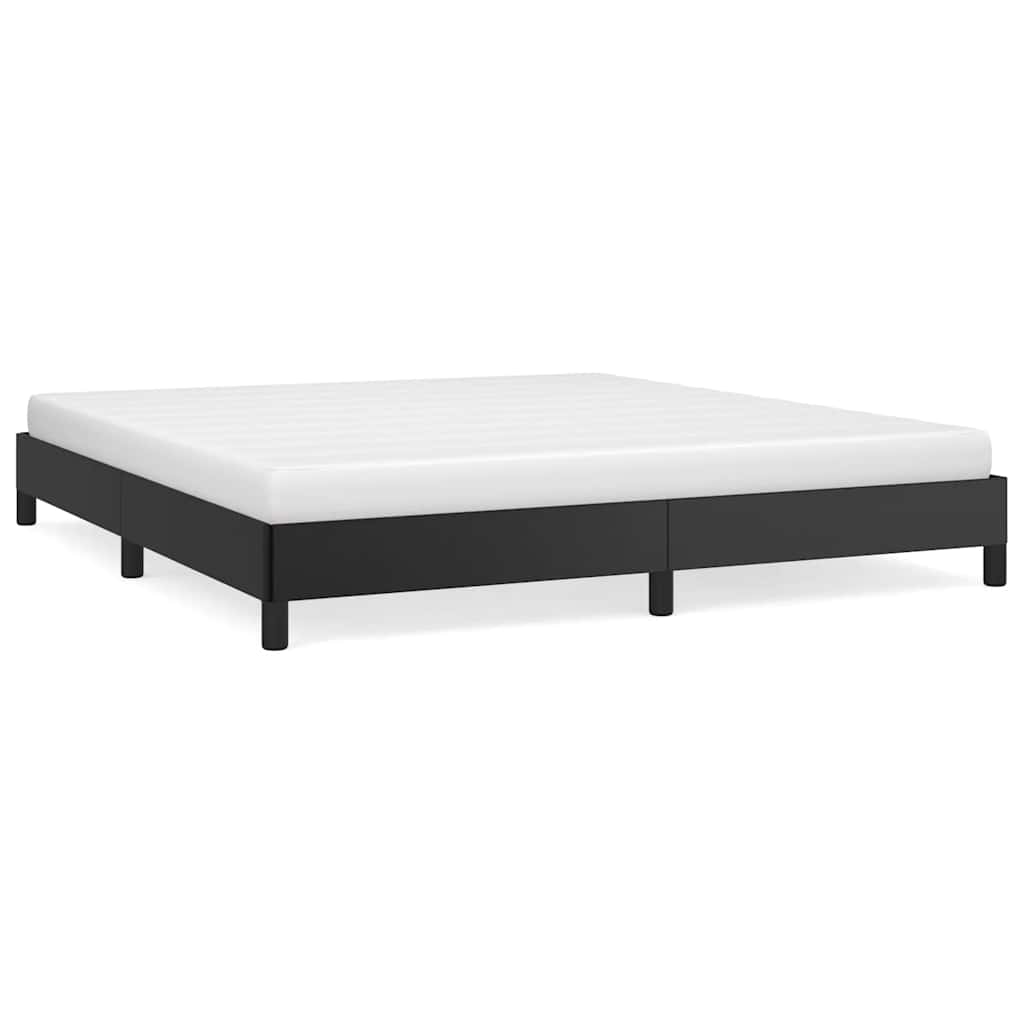 Platform bed frame in white with dimensions labeled