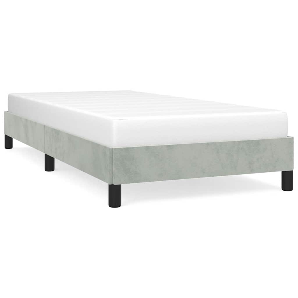 Dimensions diagram of a white twin bed frame