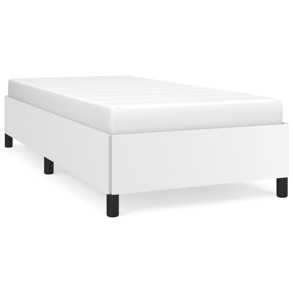 Line drawing of a wooden single bed frame with dimensions shown