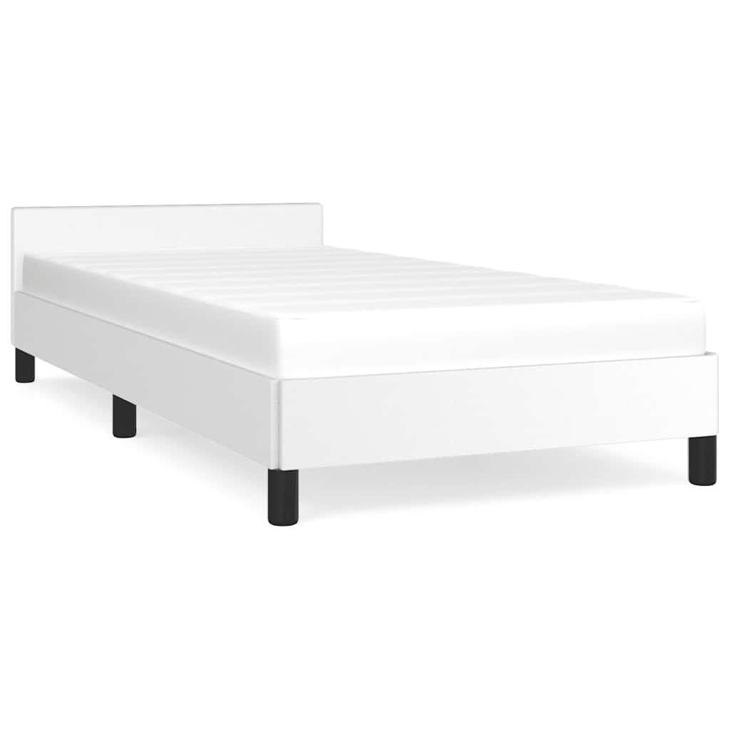 Diagram of a single bed frame with dimensions labeled in cm and inches
