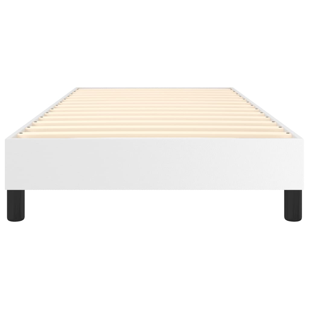 Modern white twin bed frame with black legs