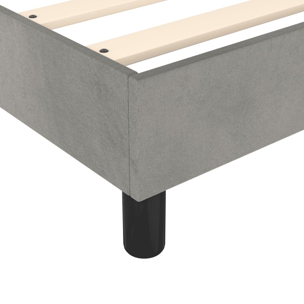 Modern gray concrete platform bed frame with wooden slats