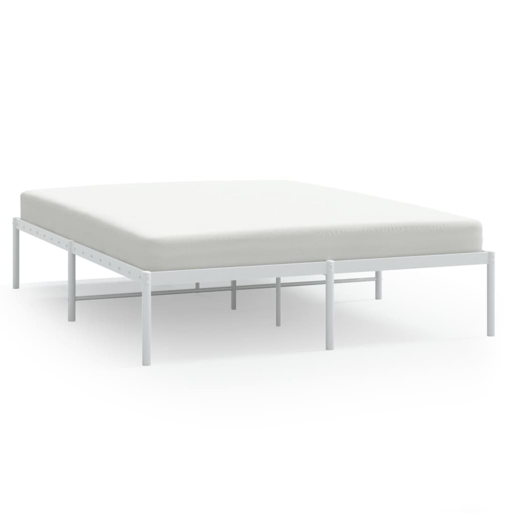 Kingsize metal bed frame with wooden slats