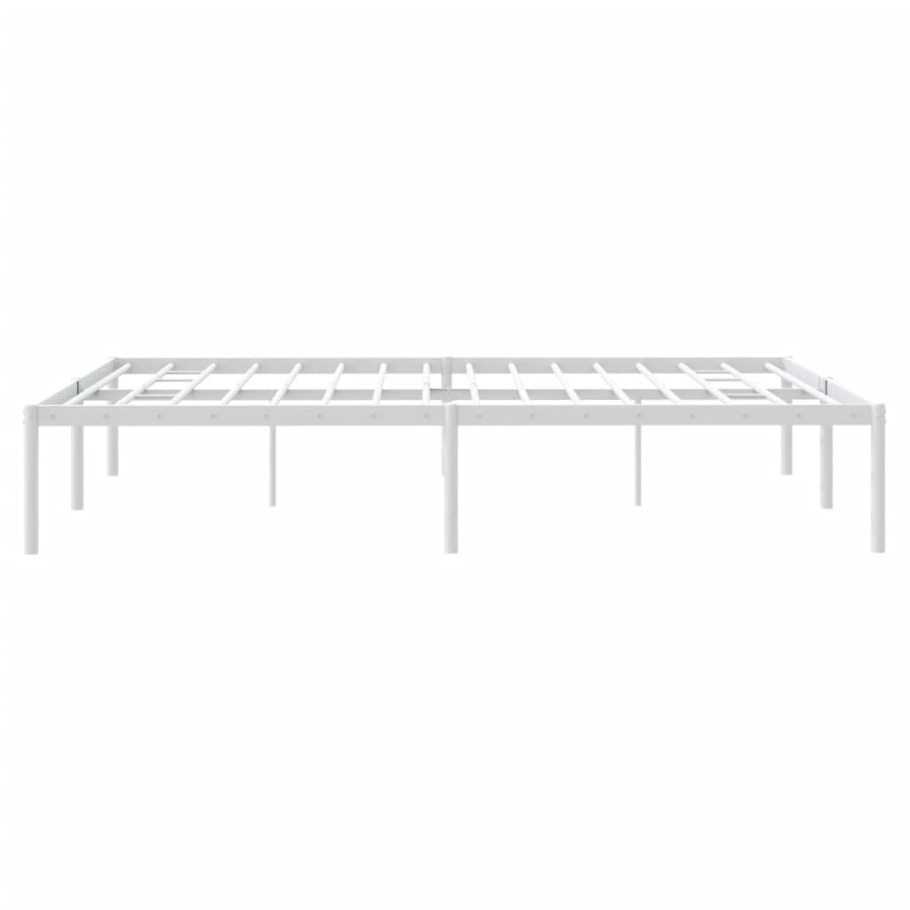 White metal bed frame with mattress support