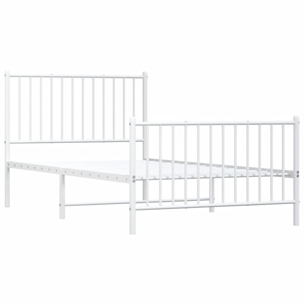 White metal twin bed frame with mattress