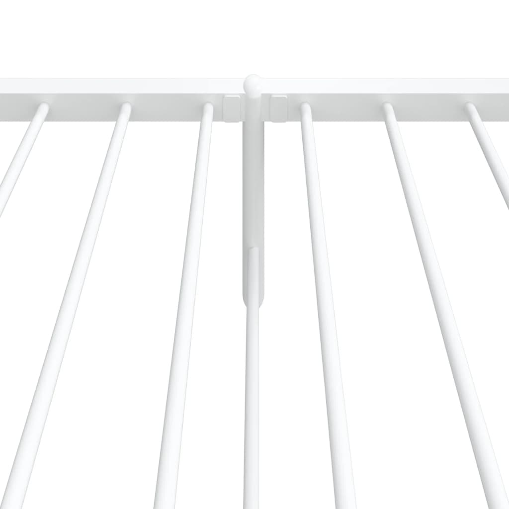 White metal twin bed frame with slatted support