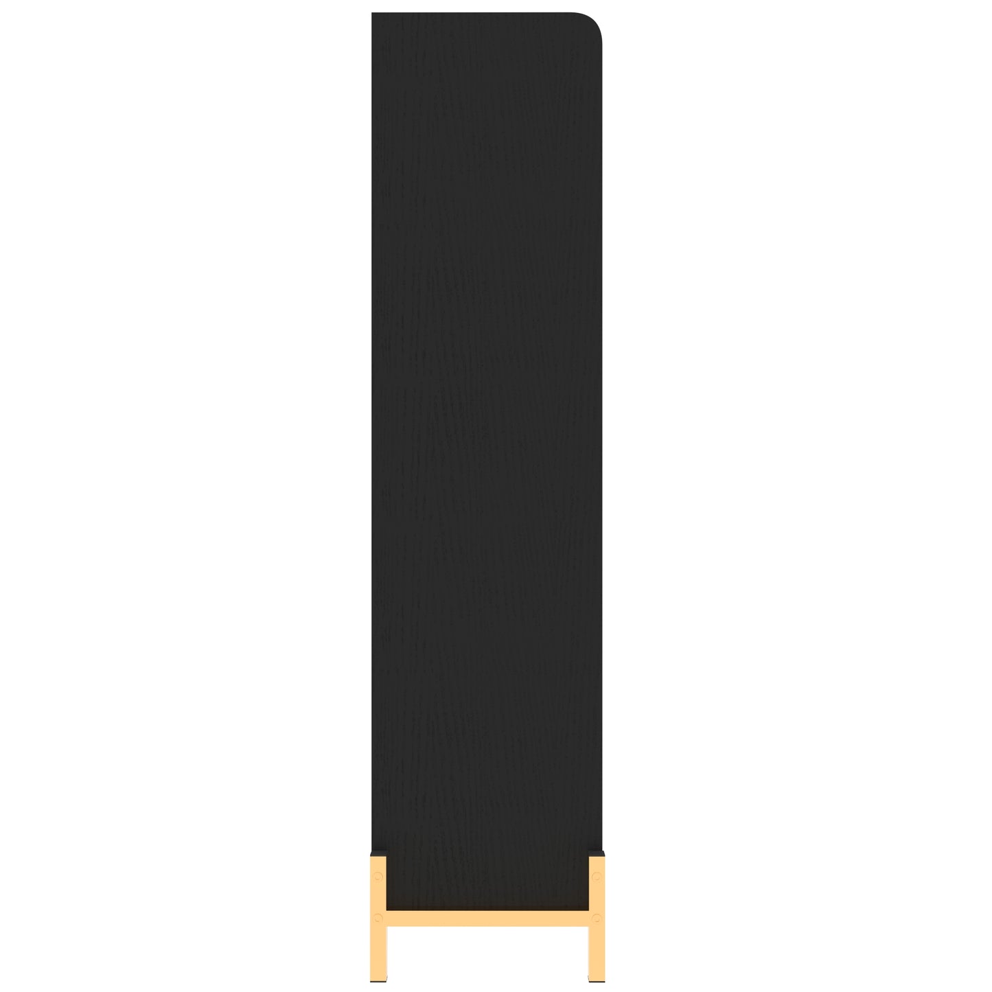 Black wooden privacy screen with gold metal legs