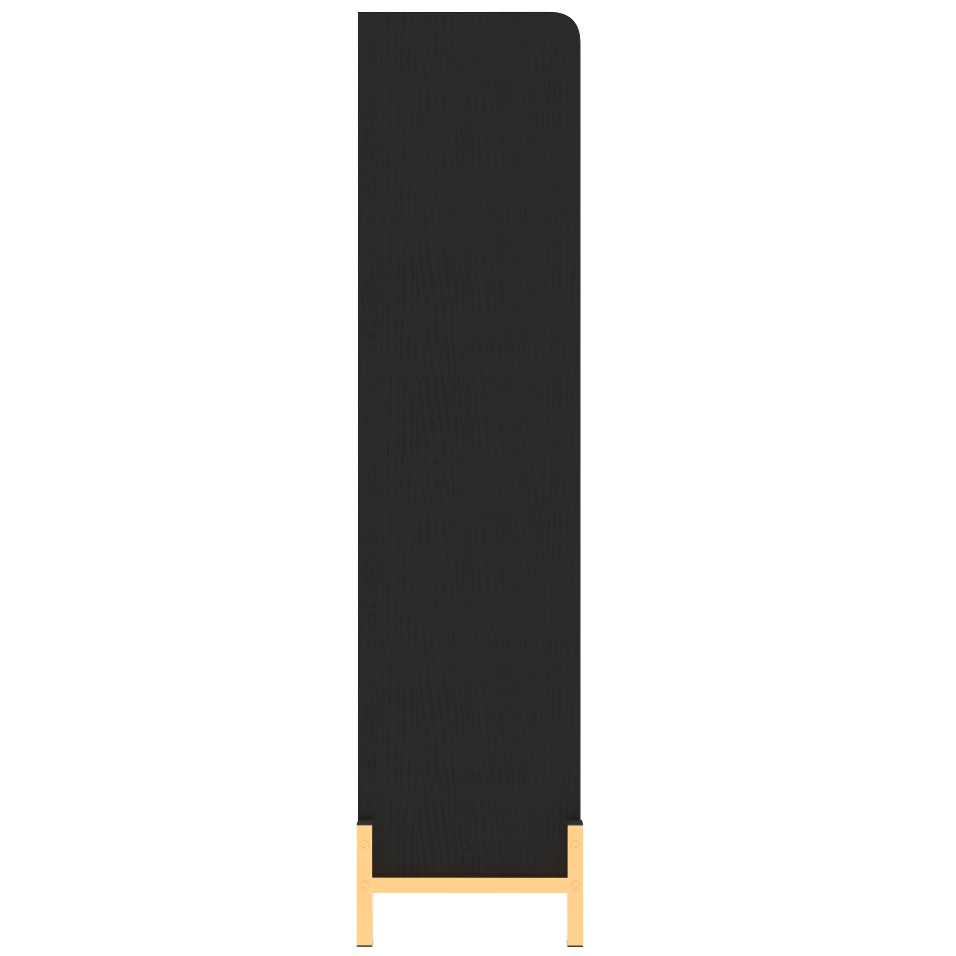 Black wooden privacy screen with gold metal legs