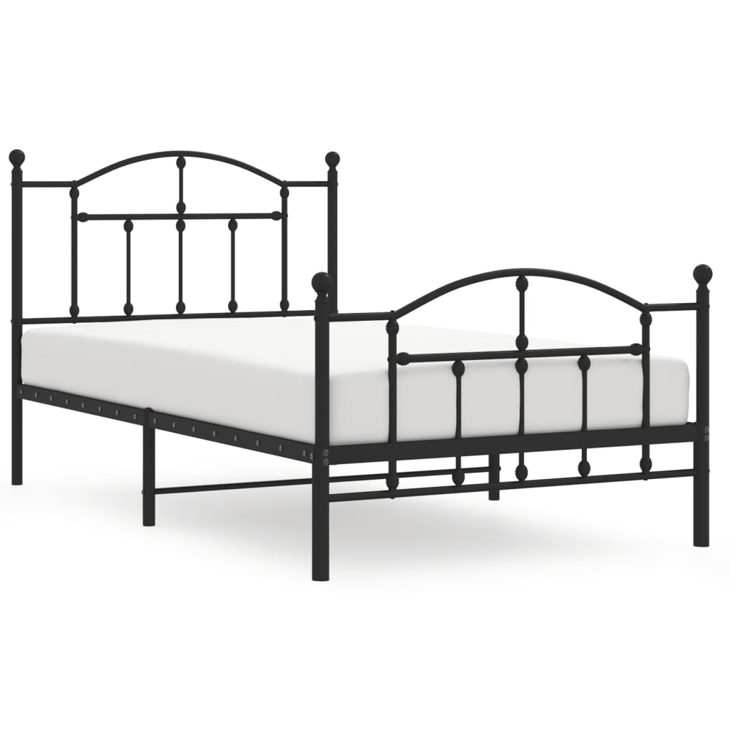White metal bed frame with arched headboard and footboard showing dimensions  cm x  cm