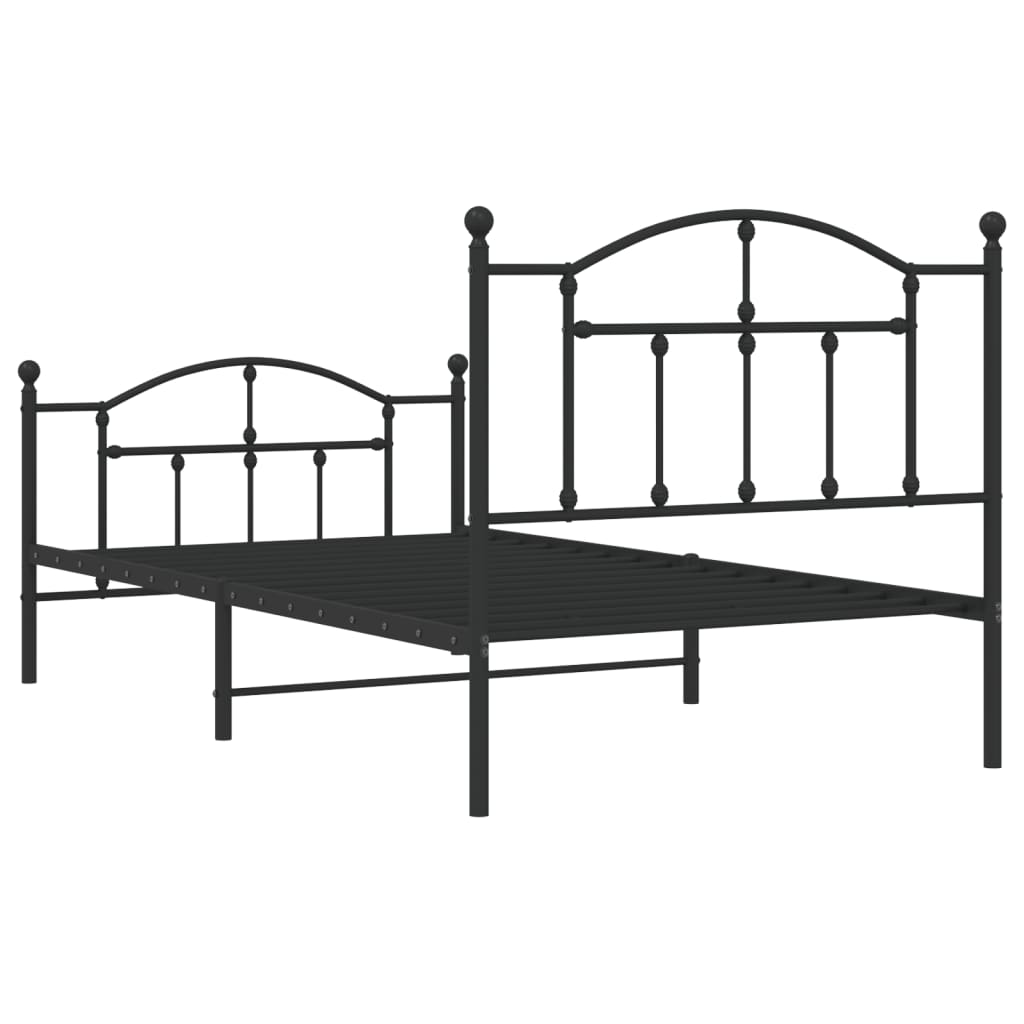 Black metal bed frame with arched headboard and footboard queen size