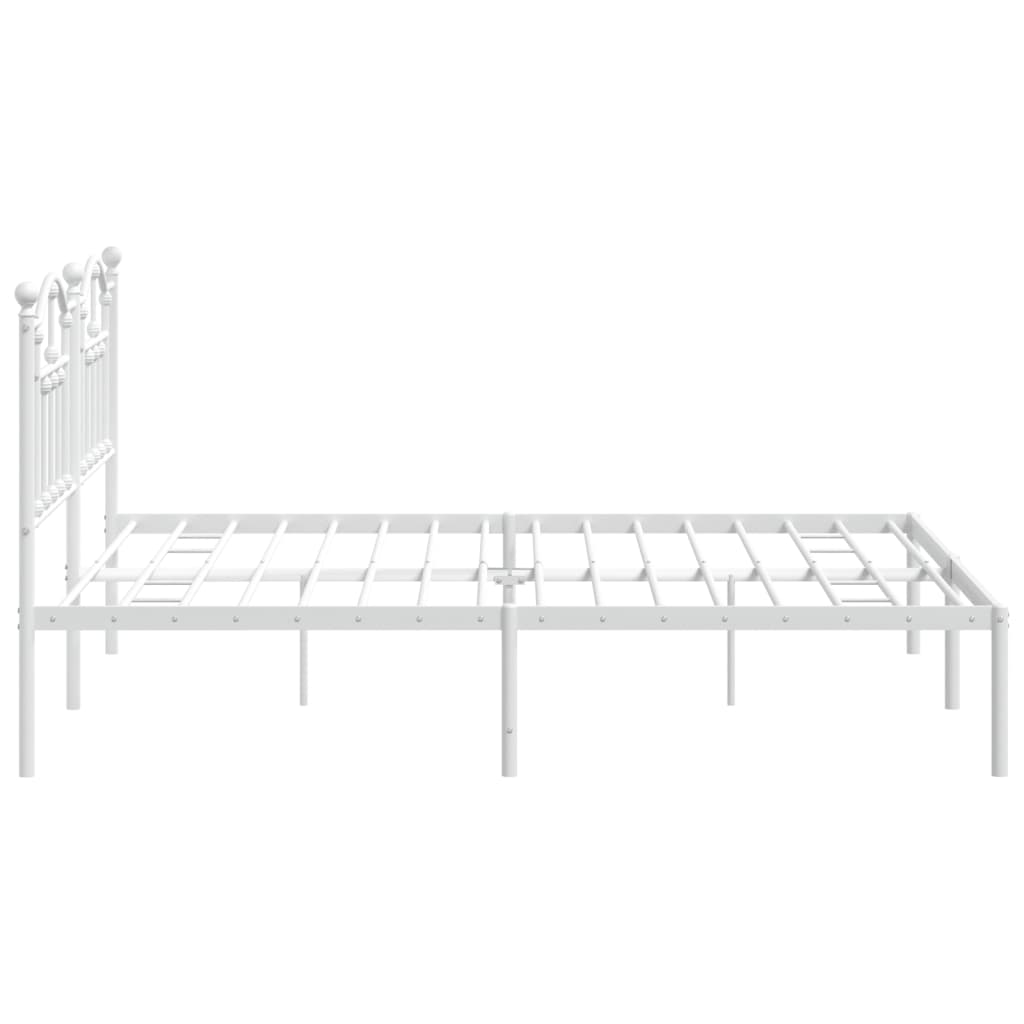 White metal bed frame with arched headboard detail