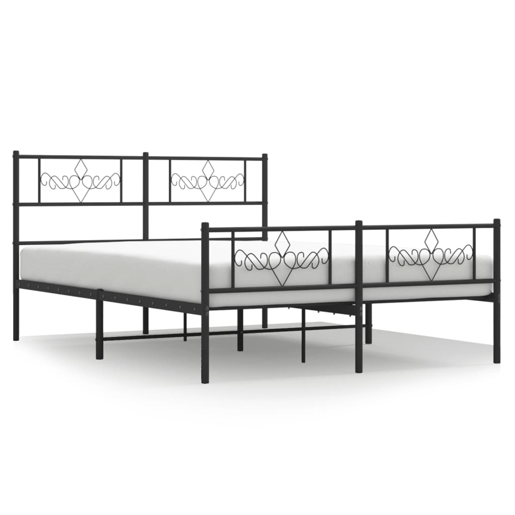 Metal bed frame with decorative headboard and footboard  cm long