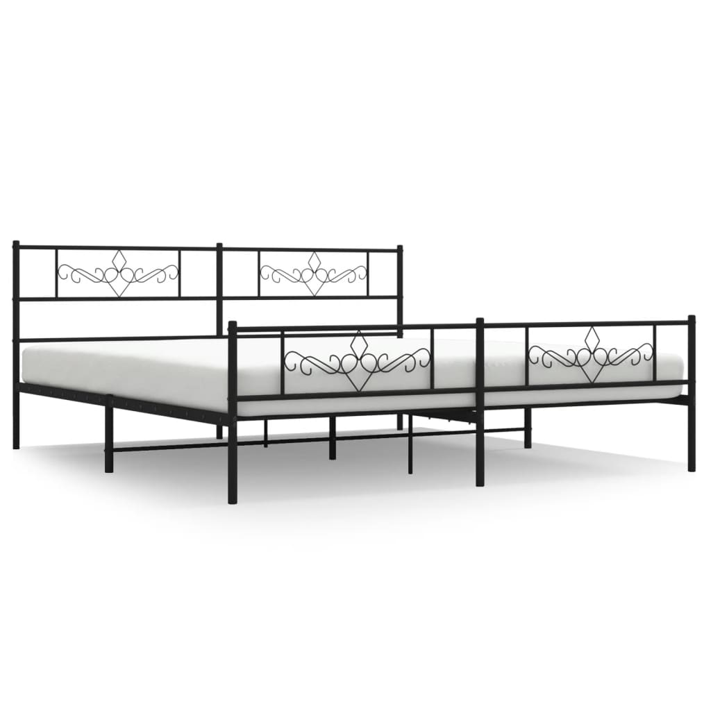 Wireframe drawing of a metal twin bed frame with ornate headboard and footboard