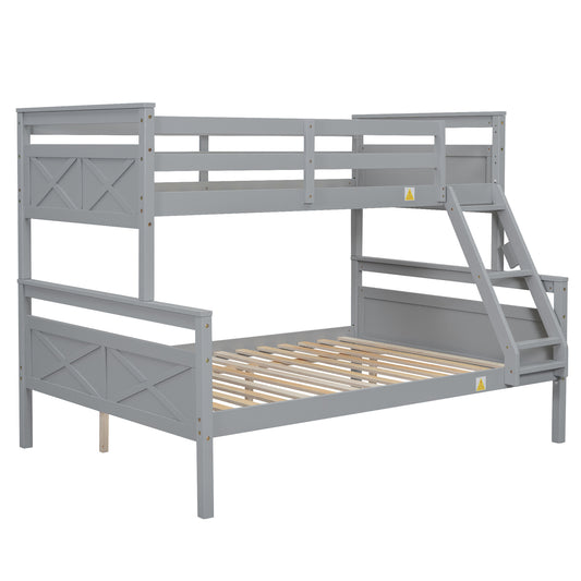 Grey wooden bunk bed with ladder and Xdesign headboard