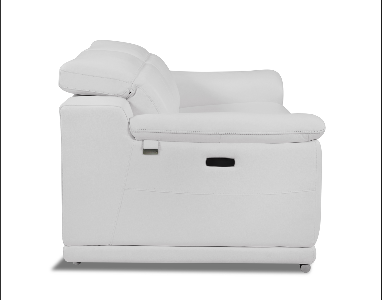 White leather reclining armchair with adjustable headrest