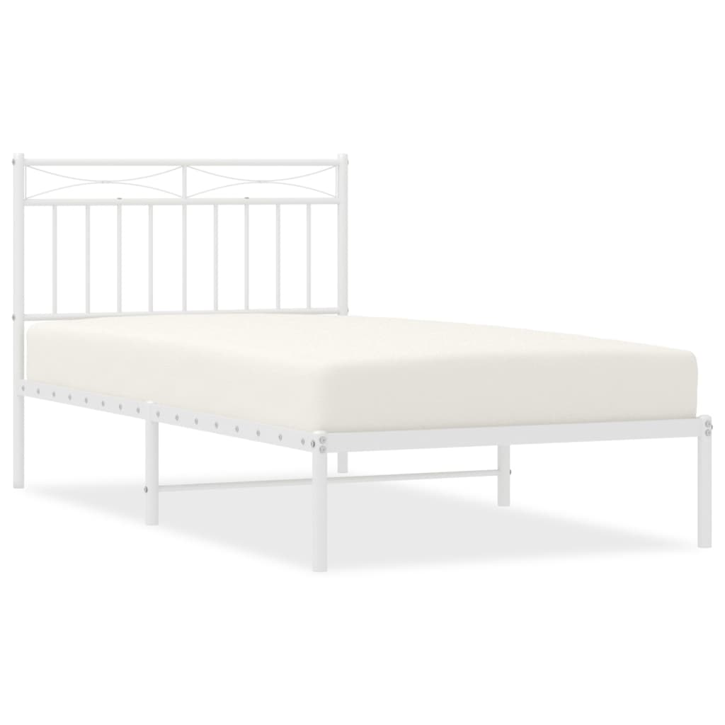 Line drawing of a twin metal bed frame with dimensions