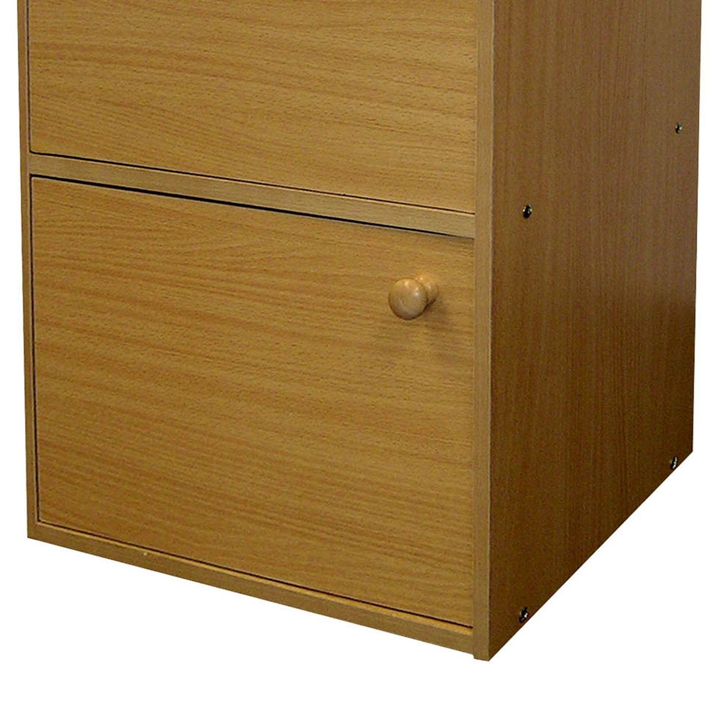 Light wood filing cabinet drawer with round knob