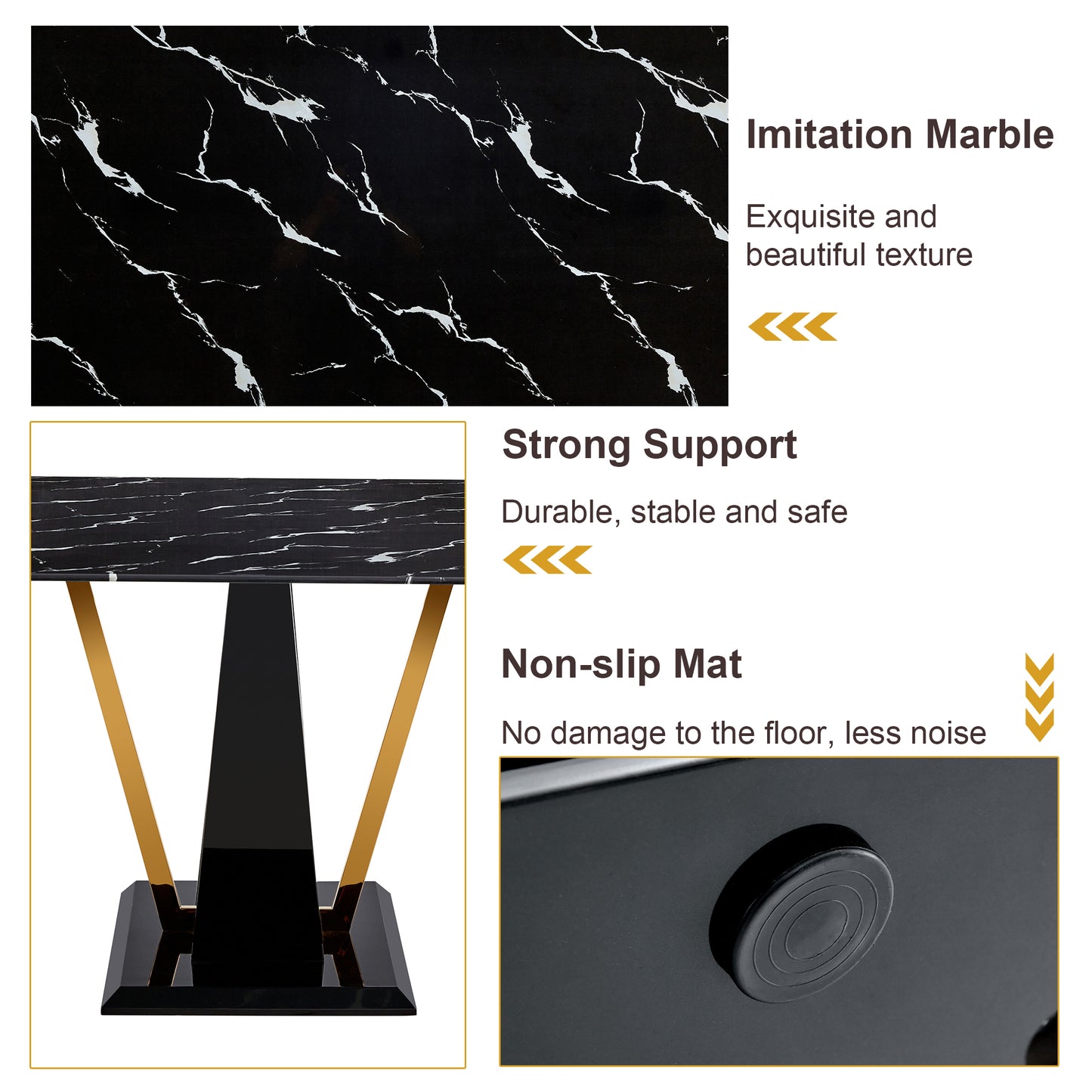 Black imitation marble tabletop with white veining