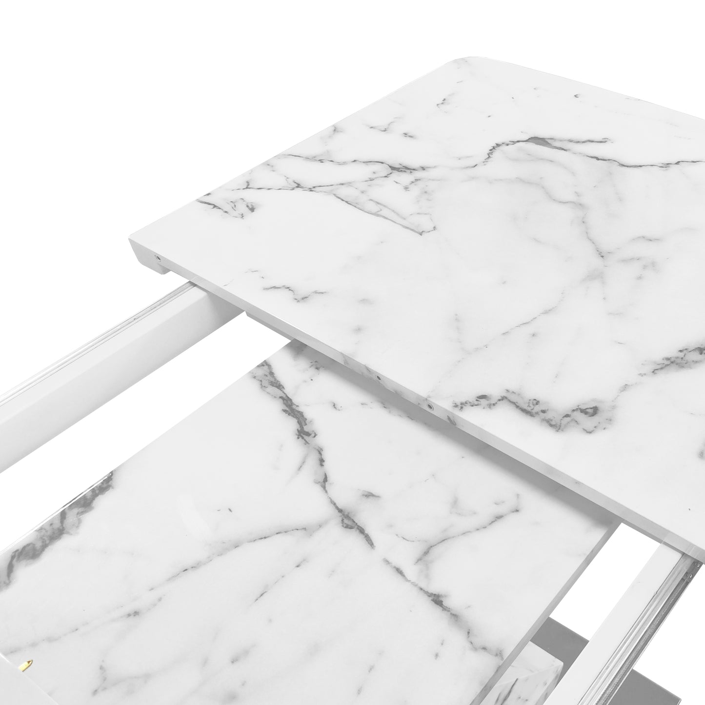 White marble extension leaf for dining table