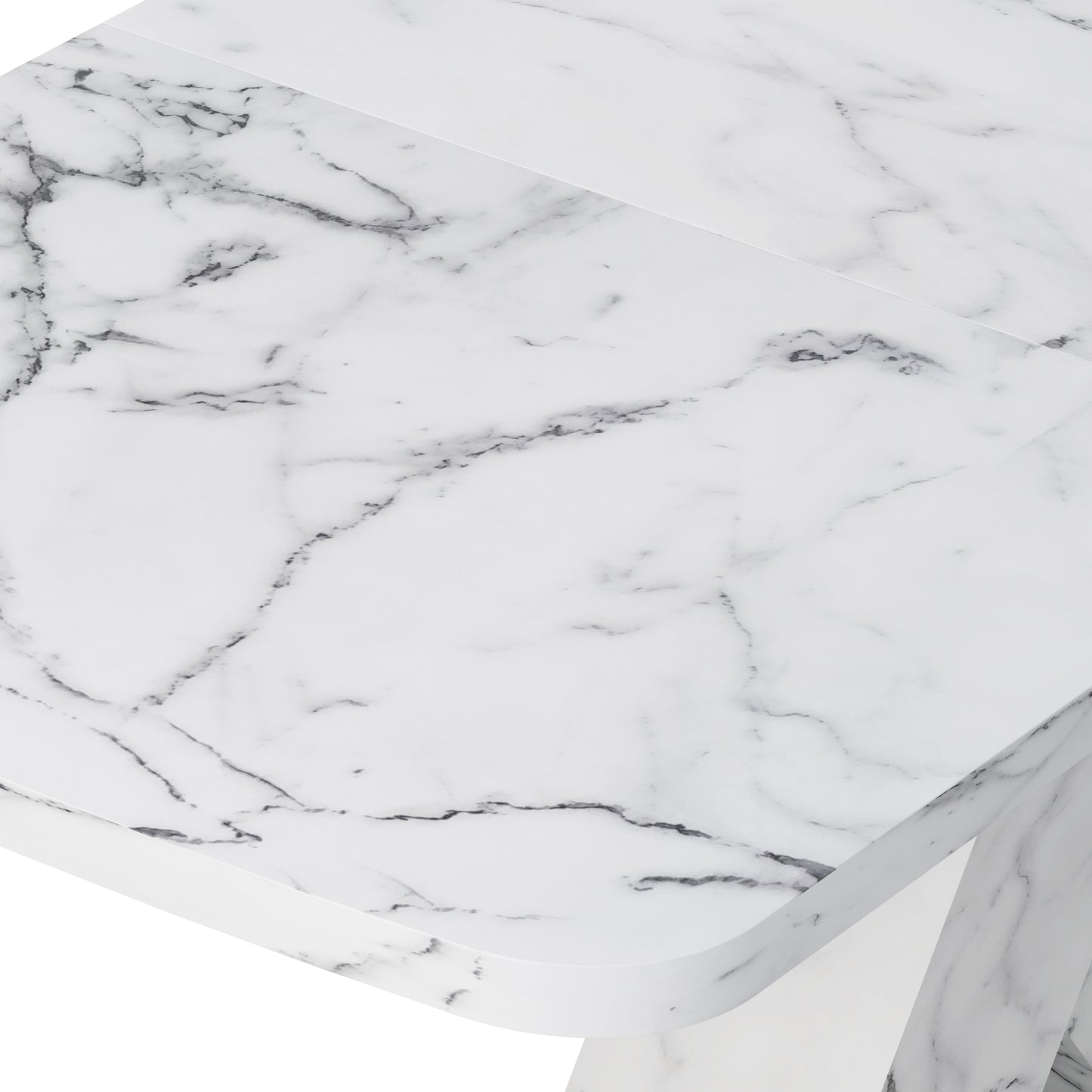 White marble coffee table top with black veining detail