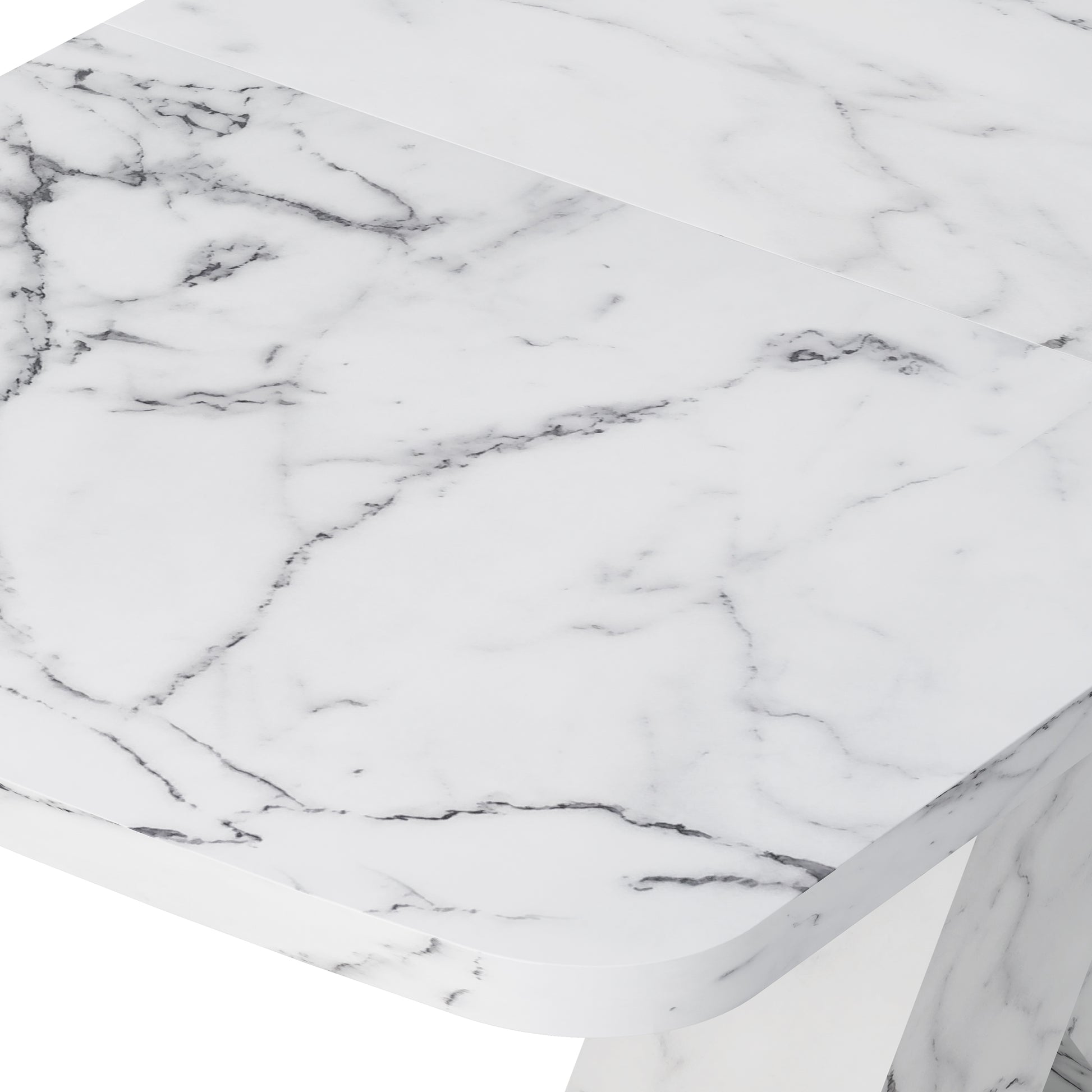 White marble coffee table top with black veining detail