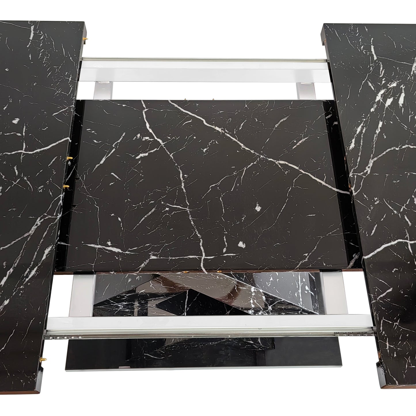 Black marble dining table top with white veining