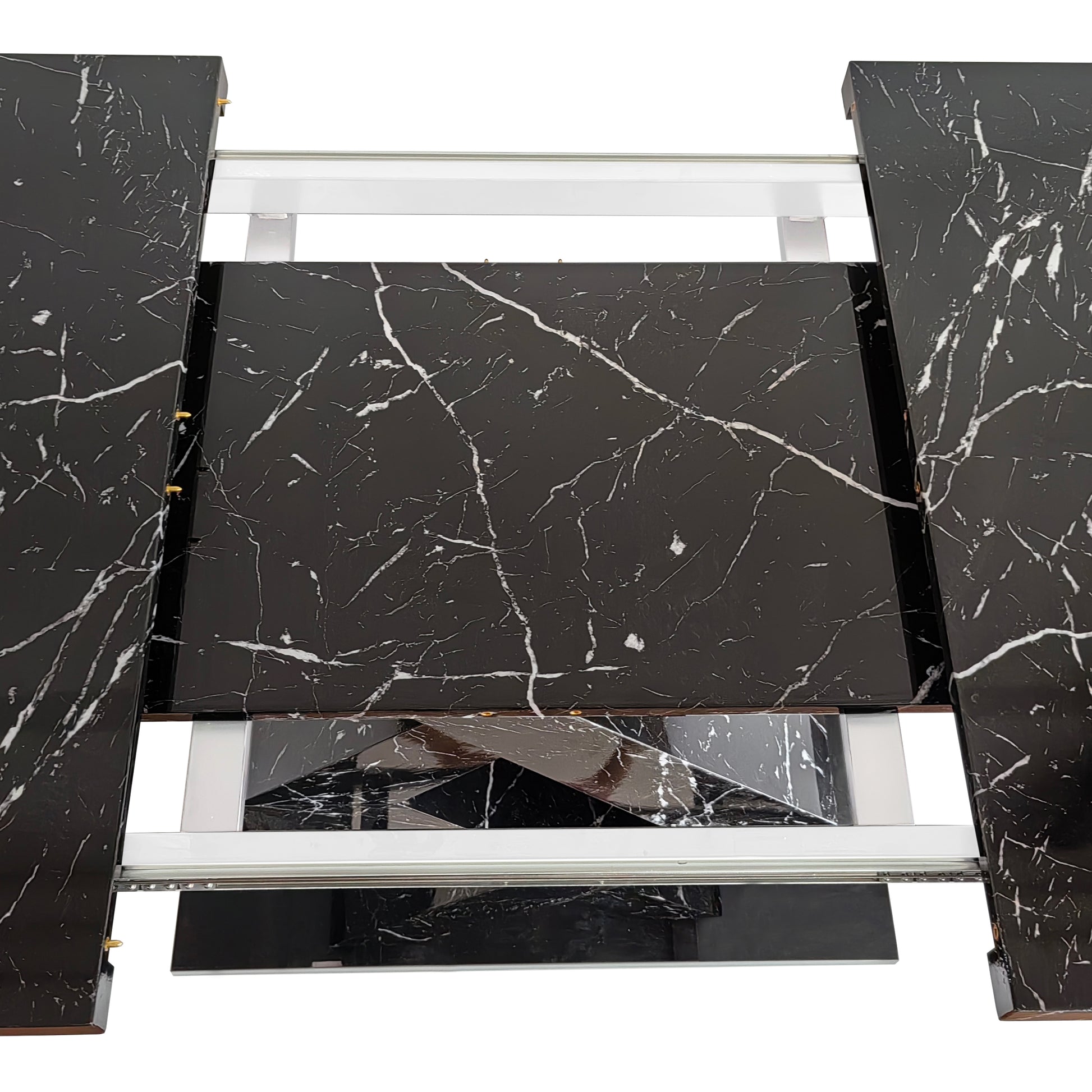 Black marble dining table top with white veining