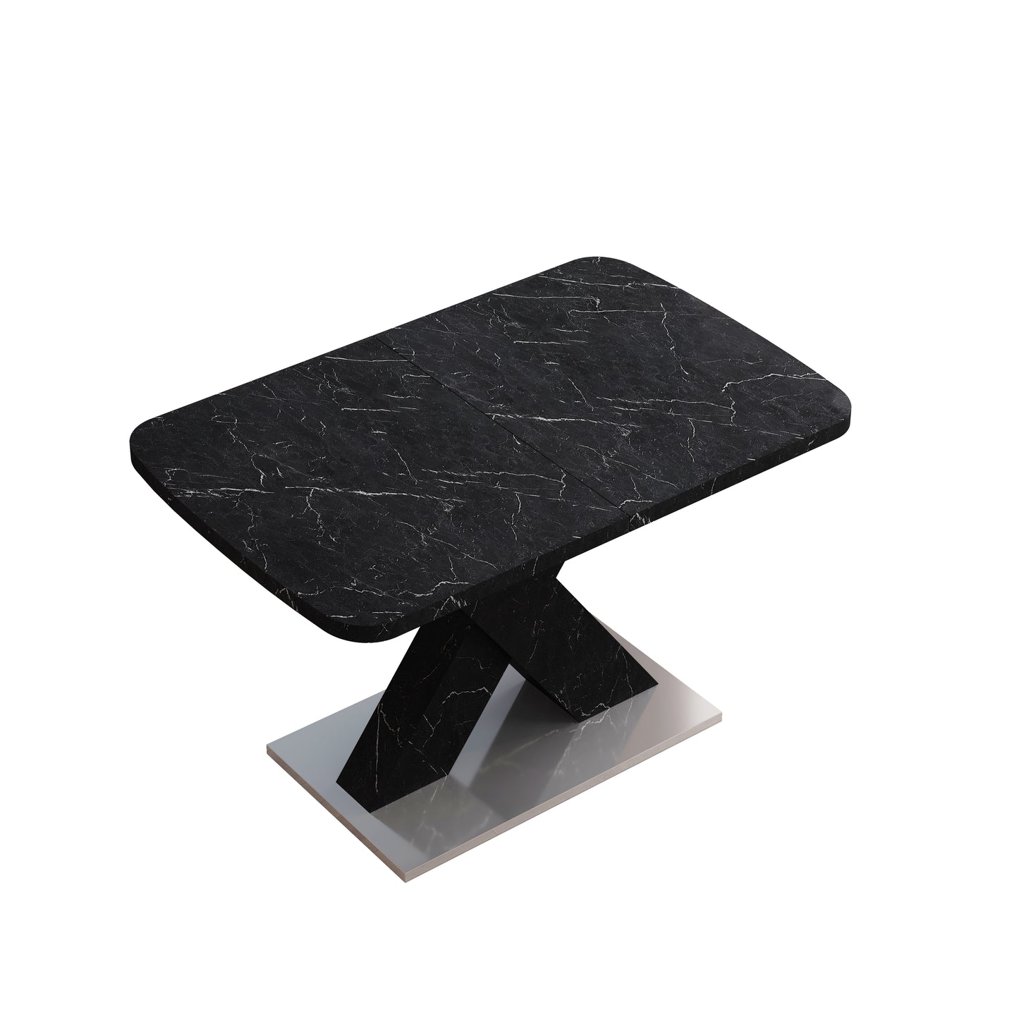 Black marble coffee table with polished chrome base