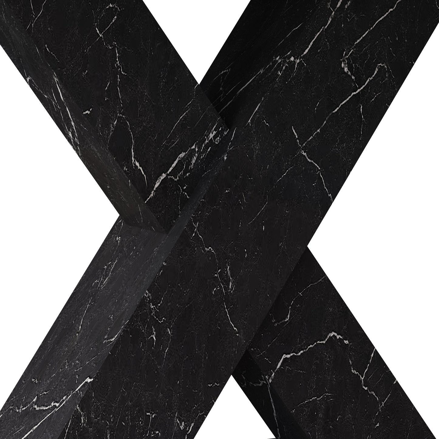 Black marble abstract sculpture with white veining