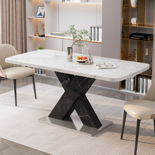 Modern marble dining table with striking black Xbase
